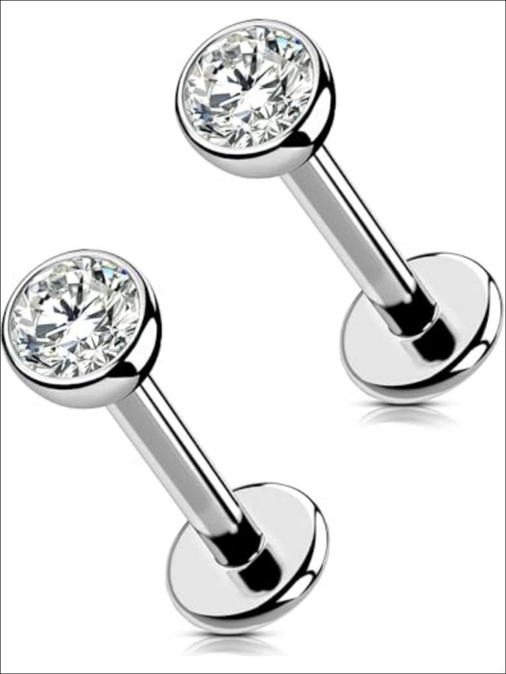 G23 Titanium Threadless Nose Stud Flat Back CZ Cartilage Helix Tragus Piercing